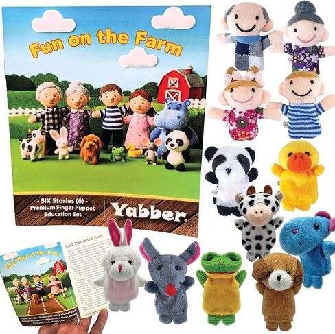 Finger Puppet Set | Fun on the Farm Storytime | Learning Aid | 12-Pack | Read to Toddlers, Preschool Students & Children - Storytelling Reading Rhyme Book in Kuwait