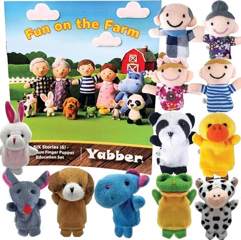 Finger Puppet Set | Fun on the Farm Storytime | Learning Aid | 12-Pack | Read to Toddlers, Preschool Students & Children - Storytelling Reading Rhyme Book in Kuwait