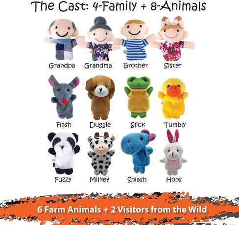 Finger Puppet Set | Fun on the Farm Storytime | Learning Aid | 12-Pack | Read to Toddlers, Preschool Students & Children - Storytelling Reading Rhyme Book in Kuwait