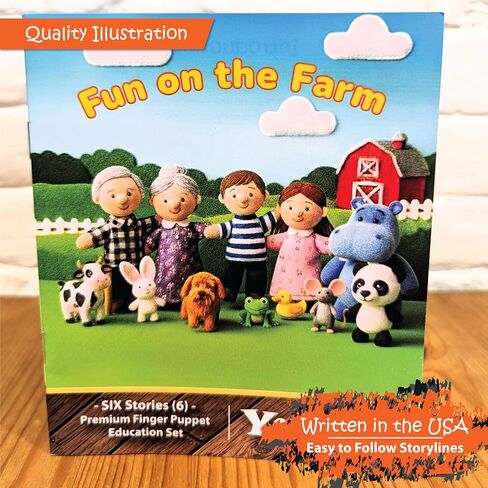 Finger Puppet Set | Fun on the Farm Storytime | Learning Aid | 12-Pack | Read to Toddlers, Preschool Students & Children - Storytelling Reading Rhyme Book in Kuwait