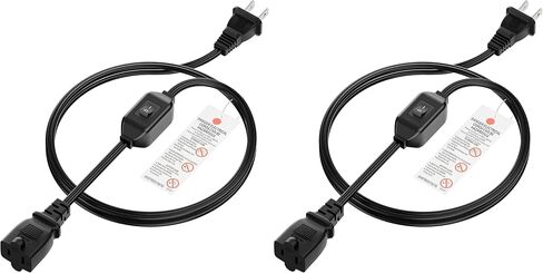 White On Off Switch Extension Cord [2-Feet], 2-Prong/2 Outlet Polarized Extension Cord with Switch 12A/125V for Your Chargers/Lamp/Power Adapters etc, 16AWG Cord in Kuwait