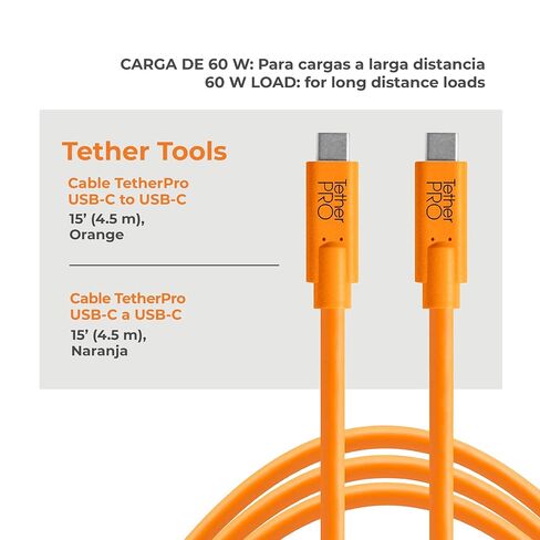 TetherPro USB-C to USB-C, 5Gbps Gen 1, 15' (4.6m), High-Visibility Orange in Kuwait