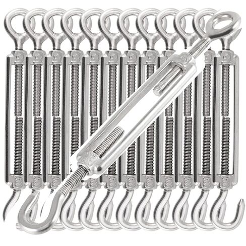 JOIKIT 12 PCS M5 304 Stainless Steel Turnbuckle Hook & Eye Turnbuckle for Cable Wire Rope Tension in Kuwait