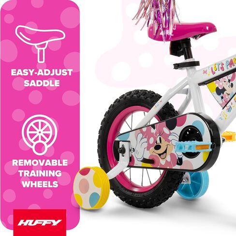Huffy 12" Disney Minnie Mouse Kids Bike with Lights, Fits Riders 37"-42" in Kuwait