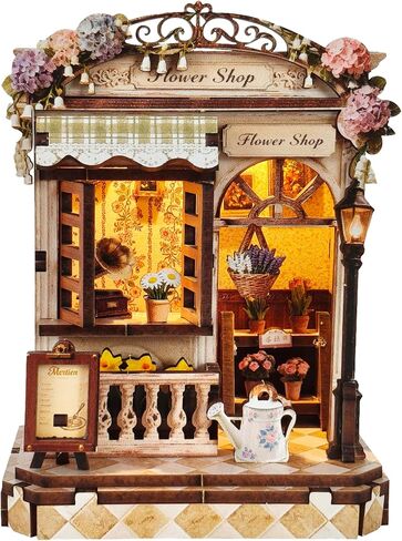 Book Nook Kit – DIY Miniature House 3D Puzzle with LED, 96-Piece Tiny House Dollhouse Kit for Bookshelf Decor, Unique Gift for Men Women Teens in Kuwait
