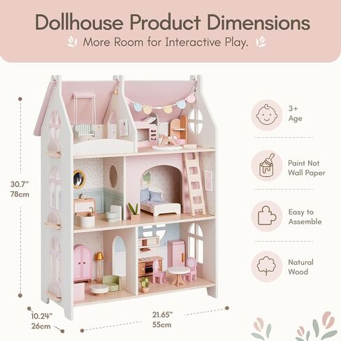 Giant bean Cloud Cottage Wooden Dollhouse for Girls with Furniture Set in Saudi Arabia