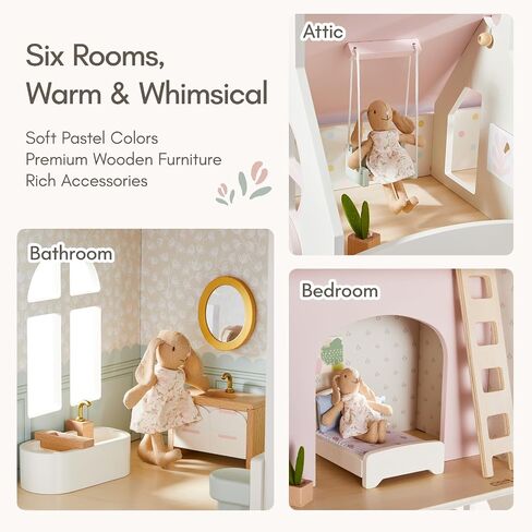 Giant bean Cloud Cottage Wooden Dollhouse for Girls with Furniture Set in Saudi Arabia