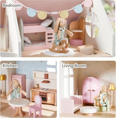 Giant bean Cloud Cottage Wooden Dollhouse for Girls with Furniture Set in Saudi Arabia