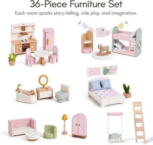 Giant bean Cloud Cottage Wooden Dollhouse for Girls with Furniture Set in Saudi Arabia