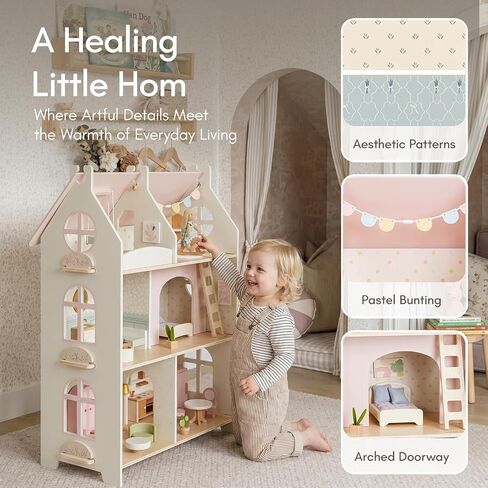 Giant bean Cloud Cottage Wooden Dollhouse for Girls with Furniture Set in Saudi Arabia
