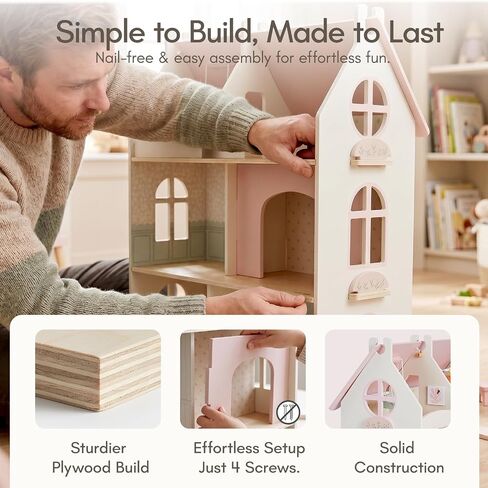 Giant bean Cloud Cottage Wooden Dollhouse for Girls with Furniture Set in Saudi Arabia