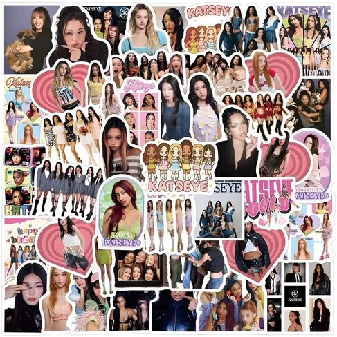 ULK 106 Pcs Katseye Birthday Decorations, Party Supplies Set Including 60 Stickers，Backdrop，Balloons，Hanging Swirls, Cake Toppers And Cupcake Toppers For Fans Birthday Party in Kuwait