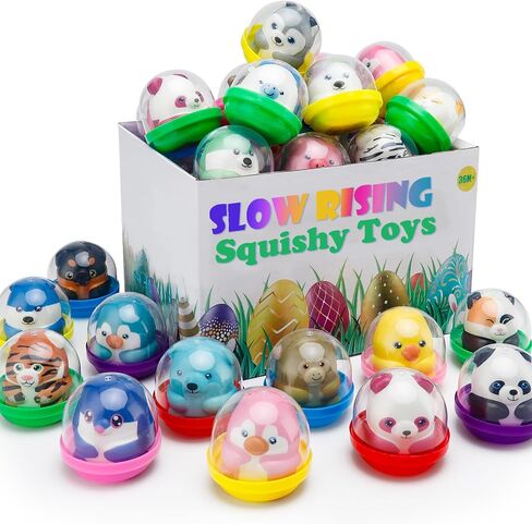 CURIBBLE 30 Packs Party Favors Slow Rising Animal Squishy Toys with Capsules,Goodie Bag Stuffers,Birthday Gifts,Treasure Box Toys, Kids Classroom Prizes,Claw Machine Toys, Stress Relief Squishy toys in Kuwait