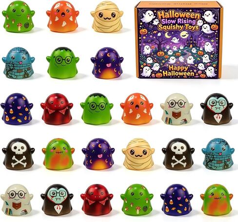 24 Pack Halloween Ghost Slow Rising Squishies Halloween Squishy Toys for Kids Boys Girls Halloween Party Favors Halloween Treat Bags Gifts in Saudi Arabia