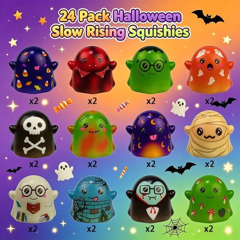 24 Pack Halloween Ghost Slow Rising Squishies Halloween Squishy Toys for Kids Boys Girls Halloween Party Favors Halloween Treat Bags Gifts in Saudi Arabia