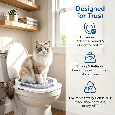 TROUVAILLE Cat Toilet Seat Training Kit, Removable Cat Toilet Training System with Tray, Teach Cat to Use Toilet, Cat Training Seat Tool for Pet Cleaning, Gray in Saudi Arabia