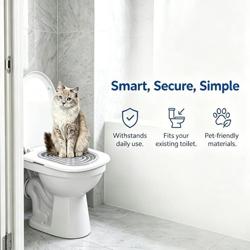 TROUVAILLE Cat Toilet Seat Training Kit, Removable Cat Toilet Training System with Tray, Teach Cat to Use Toilet, Cat Training Seat Tool for Pet Cleaning, Gray in Saudi Arabia