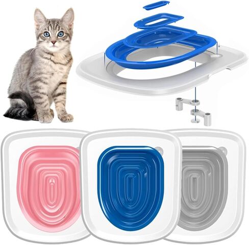 TROUVAILLE Cat Toilet Seat Training Kit, Removable Cat Toilet Training System with Tray, Teach Cat to Use Toilet, Cat Training Seat Tool for Pet Cleaning, Gray in Saudi Arabia