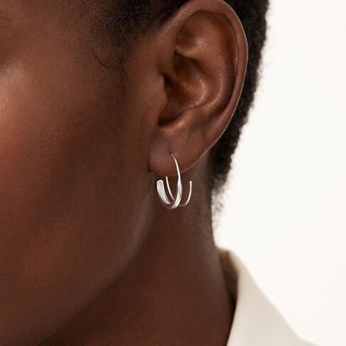 SLUYNZ 925 Sterling Silver Wire Threader Drop Earrings Hoop for Women Teen Girls 2.2CM Spiral Hoop Earrings Pull Through Earrings in Kuwait