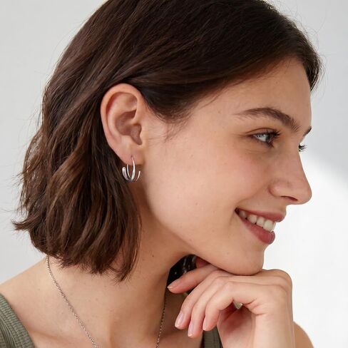 SLUYNZ 925 Sterling Silver Wire Threader Drop Earrings Hoop for Women Teen Girls 2.2CM Spiral Hoop Earrings Pull Through Earrings in Kuwait