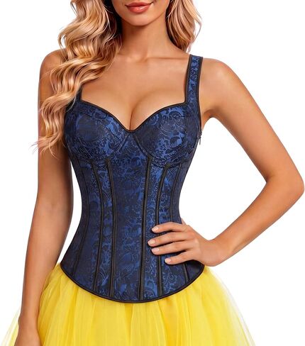 Women's Gothic Shoulder Straps Tank Overbust Corset Halter Bustiers Top Plus Size Lingerie in Kuwait
