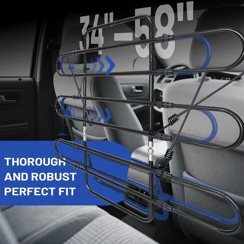 Upgrade Metal Dog Barrier for Cars, SUVs, Trucks, Adjustable Universal Pet Gate Vehicle Divider for Back Front Seat, Heavy Duty Dog Separator for car, Easy Install, 34"-58" Width in Kuwait