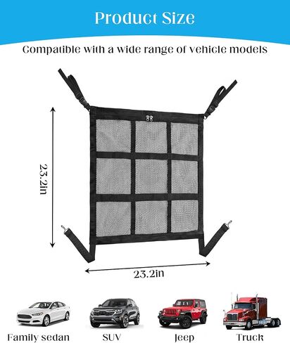 2 PCS Universal Dog Car Barrier, Double Layer Mesh Dog Net Divider with Zipper for Car SUV & Truck 23"x23" in Kuwait