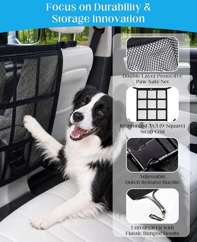 2 PCS Universal Dog Car Barrier, Double Layer Mesh Dog Net Divider with Zipper for Car SUV & Truck 23"x23" in Kuwait