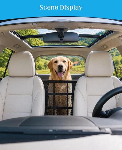 2 PCS Universal Dog Car Barrier, Double Layer Mesh Dog Net Divider with Zipper for Car SUV & Truck 23"x23" in Kuwait