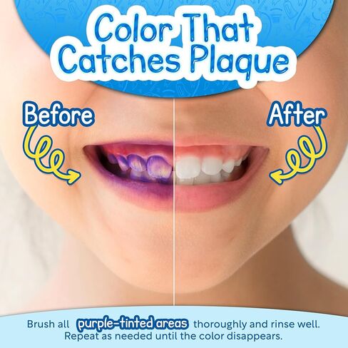 JJ Care Disclosing Tablets - 120 Count of Teeth Coloring Plaque Disclosing Tablets, Berry Flavored Dental Disclosing Tablets for Kids and Adults, Individually Wrapped Plaque Tablets in Kuwait