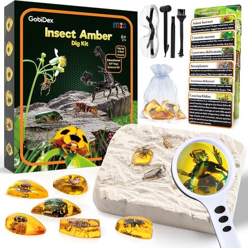 GobiDex Amber Dig Kit for Kids Ages 6+, Excavate 6 Insects Specimens in Kuwait
