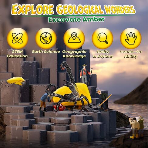 GobiDex Amber Dig Kit for Kids Ages 6+, Excavate 6 Insects Specimens in Kuwait