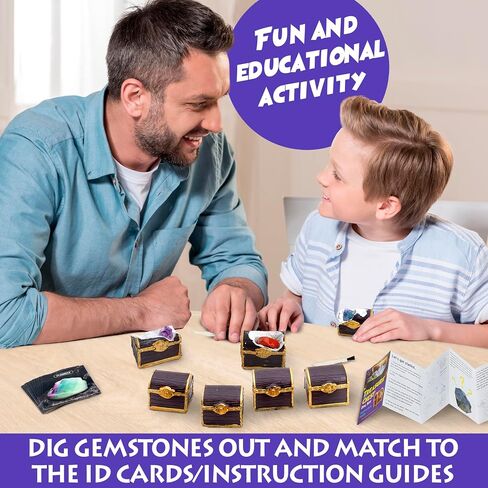 DANCING BEAR Treasure Chest Dig Kit Party Pack for 12 Kids, Excavate 12 Surprise Real Gems & Crystals, STEM Education, Fun Pirate Booty Hunt, Science Activity Gift Sets for Girls and Boys in Saudi Arabia