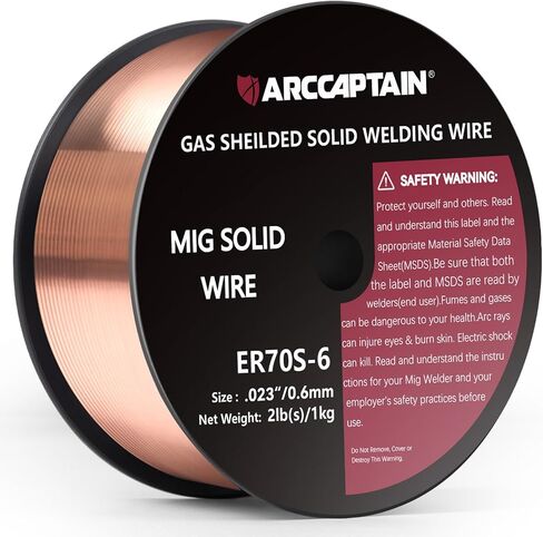 ARCCAPTAIN Mig Welding Wire, Mig Wire ER70S-6 2Lbs Gas Solid Carbon Steel Low Splatter Mig Welding Wire Compatible With Lincoln Miller Forney Harbor Welder 1KG (0.030" 2Lb) in Kuwait
