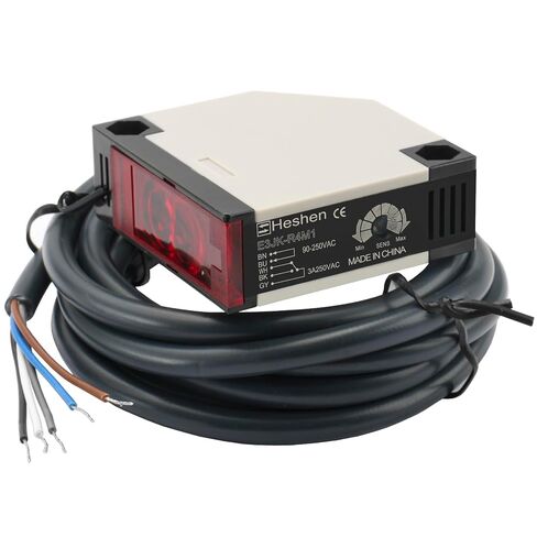 Heschen Photoelectric Sensor Switch E3JK-R4M1 AC90-250V Feedback Reflection Type Detection Distance 4 Meter with Reflector Panel in Kuwait