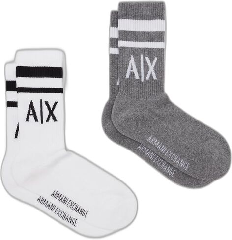 A|X ARMANI EXCHANGE mens Logo Crew Socks Winter Accessory Set, Nero/Bianco/Black/White, Large-X-Large US in Saudi Arabia