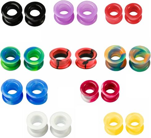 WYR 12/16/20/24/32pcs Ear-Tunnels Plugs Expander Piercing-Kit Set : Double Flare Hollow Hard Silicone Ear Gauges Ear Expander Stretcher Body Piercing Jewelry 8g-25mm in Kuwait