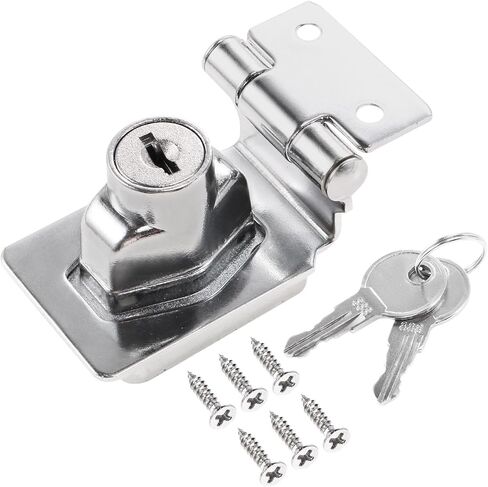 MECCANIXITY 2.5 Inch Keyed Alike Hasp Lock 90 Degree Chrome Plated Twist Knob for Cabinet Door Drawer, Silver in Kuwait