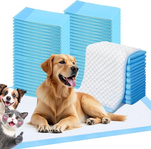 FluffyDream Super Absorbent Waterproof Dog and Puppy Pet Training Pad, Housebreaking Pet Pad,Blue (17.6"x23.6" (50PCS)) in Kuwait