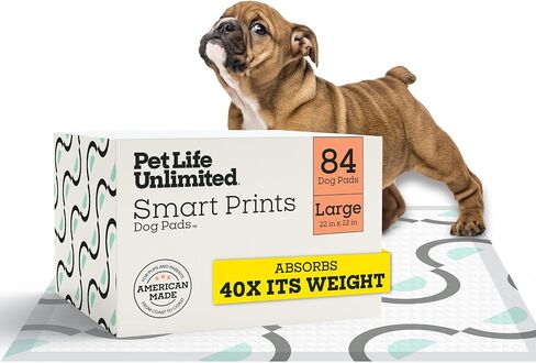 Pet Life Unlimited Smart Prints XXL Puppy Pads for Dogs, Potty Training Pee Pads, 32 Count, 30" x 36", Leak-Proof, Super Absorbent, Quick-Dry, Patterned Pads with Odor Control, Made in USA in Saudi Arabia