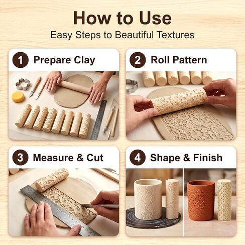 TUTHKOTH 8Pcs Clay Texture Roller Set, Polymer Clay Tools for Pottery in Saudi Arabia