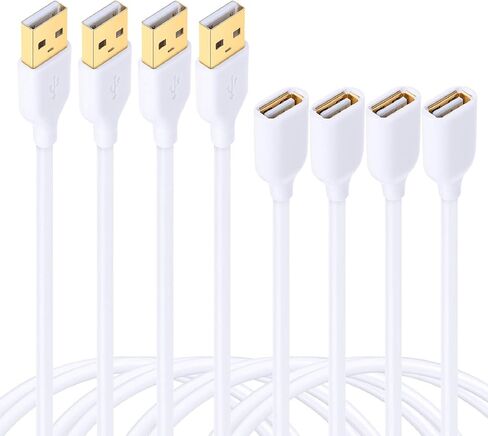 USB Extension Cable, 10 ft [5Pack] Extra Long Type A Male to Female USB 2.0 Extender Cord USB A Charging & Data Transfer for Keyboard, Mouse, Printer, Flash Drive, Phone, LED Lights-Black in Kuwait