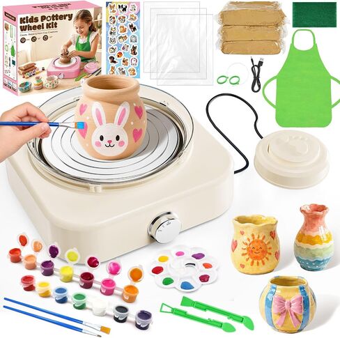 Pottery Wheel for Kids, Pottery Painting Craft Kit Sensory Toy Gift Girl 6+ in Kuwait
