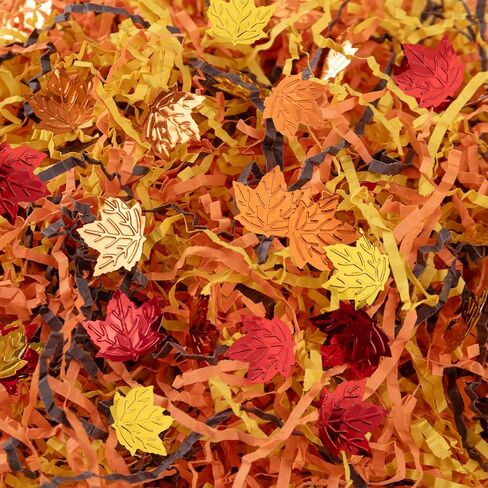 CIPOWM Thanksgiving Crinkle Cut Paper Shred, 3 Colors Raffia Paper Shred Filler for Gift Wrapping Craft DIY Gift Bag Box Filling Party Supply, 115g/4oz in Kuwait