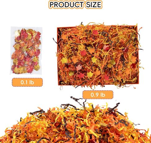 CIPOWM Thanksgiving Crinkle Cut Paper Shred, 3 Colors Raffia Paper Shred Filler for Gift Wrapping Craft DIY Gift Bag Box Filling Party Supply, 115g/4oz in Kuwait