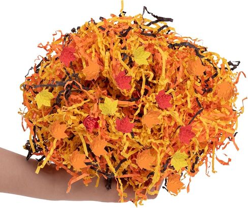 CIPOWM Thanksgiving Crinkle Cut Paper Shred, 3 Colors Raffia Paper Shred Filler for Gift Wrapping Craft DIY Gift Bag Box Filling Party Supply, 115g/4oz in Kuwait