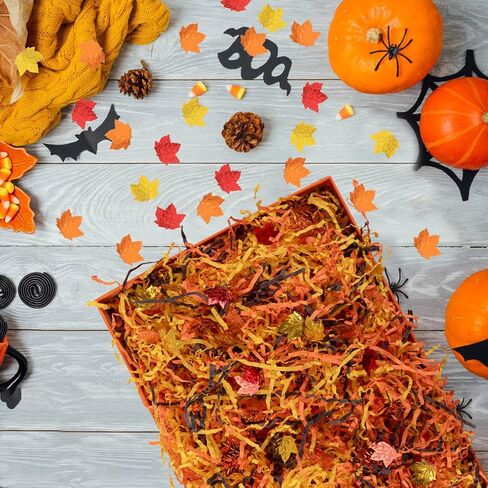 CIPOWM Thanksgiving Crinkle Cut Paper Shred, 3 Colors Raffia Paper Shred Filler for Gift Wrapping Craft DIY Gift Bag Box Filling Party Supply, 115g/4oz in Kuwait