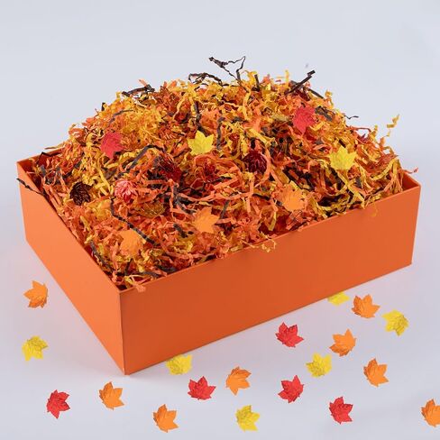 CIPOWM Thanksgiving Crinkle Cut Paper Shred, 3 Colors Raffia Paper Shred Filler for Gift Wrapping Craft DIY Gift Bag Box Filling Party Supply, 115g/4oz in Kuwait
