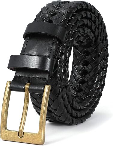 BELTROAD Braided Leather Belt for Men Casual Jeans Golf, Men's Leather Woven Alloy Buckle Hand Braided Belts Gift for Men in Kuwait
