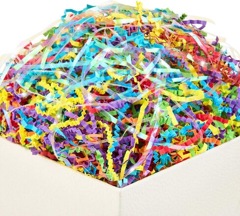 PAPER FAIR 1 LB Harvest Crinkle Cut Paper Shred Filler w/Pumpkin Leaf Confetti, Chocolate Brown/Orange/Yellow Fall Leaves Raffia Tissue Craft Bedding Cushion for Thanksgiving in Kuwait